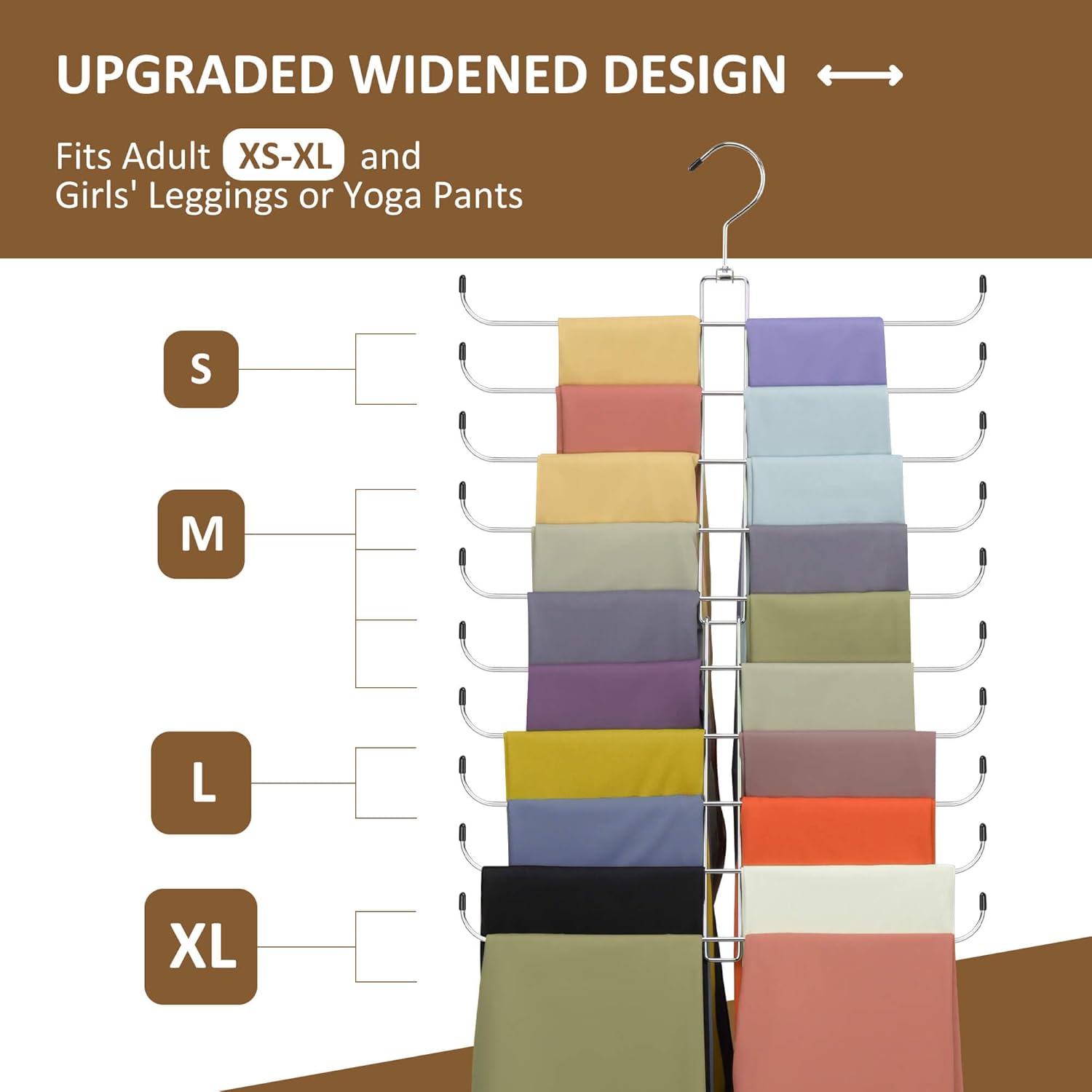 Legging Organizer for Closet, 2 Pack Rotatable Yoga Pants Hanger for Women's XS-XL and Girls' Leggings, Holds Up to 40 Pairs, Space-Saving Closet Organizers — image 2
