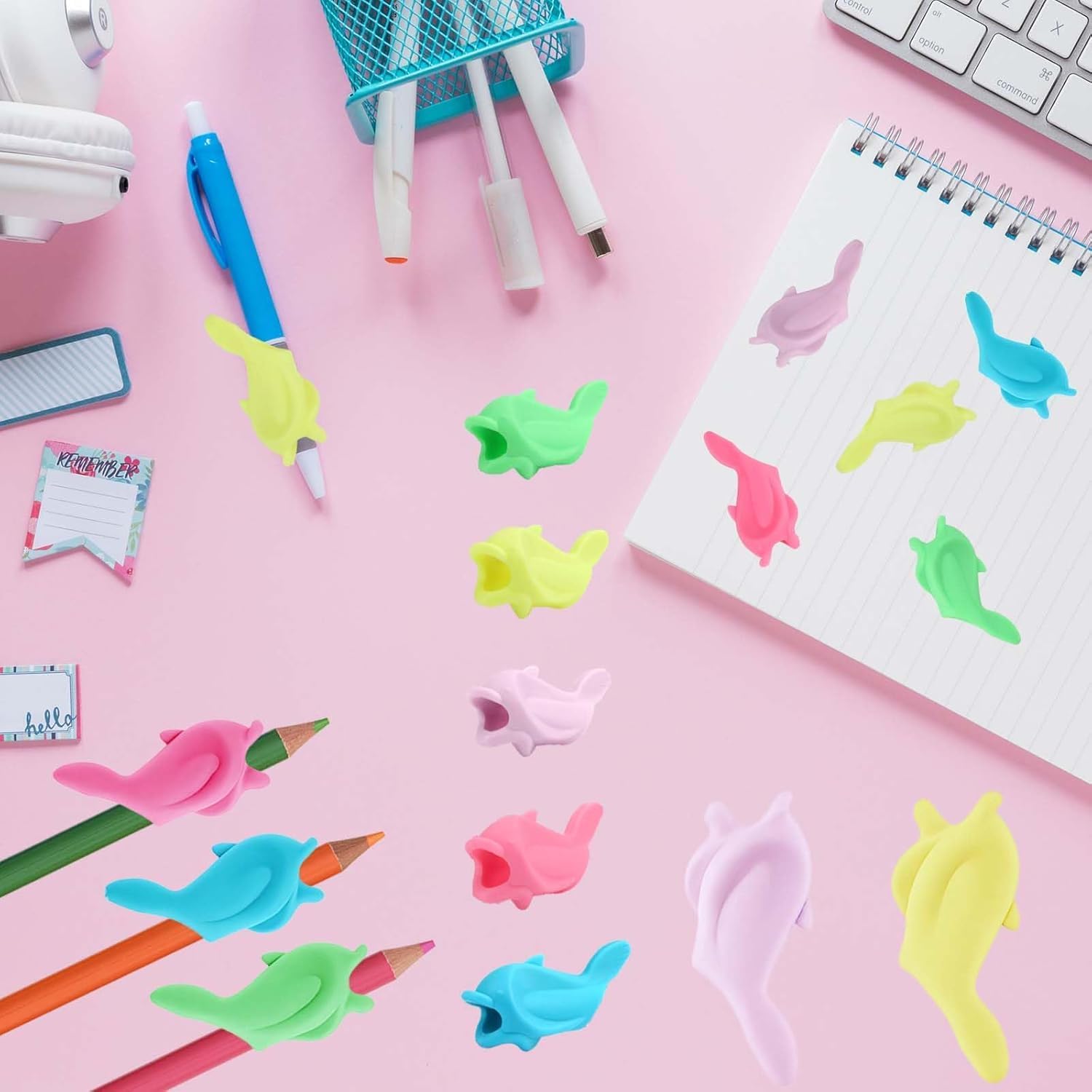 14-Pack Pencil Grips for Handwriting - 2Style (4Pcs Pen Grips w/Cushion & 10Pcs Cute Dolphin Pencil Grip) - Writing Posture Correction Writting Aids for — image 4