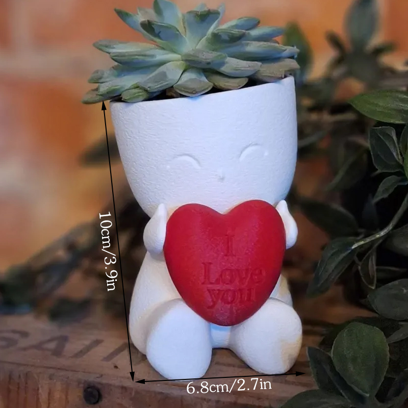 Valentine's Day Mini Flower Pot - Heart-Shaped Succulent (White and Red) โ image 2