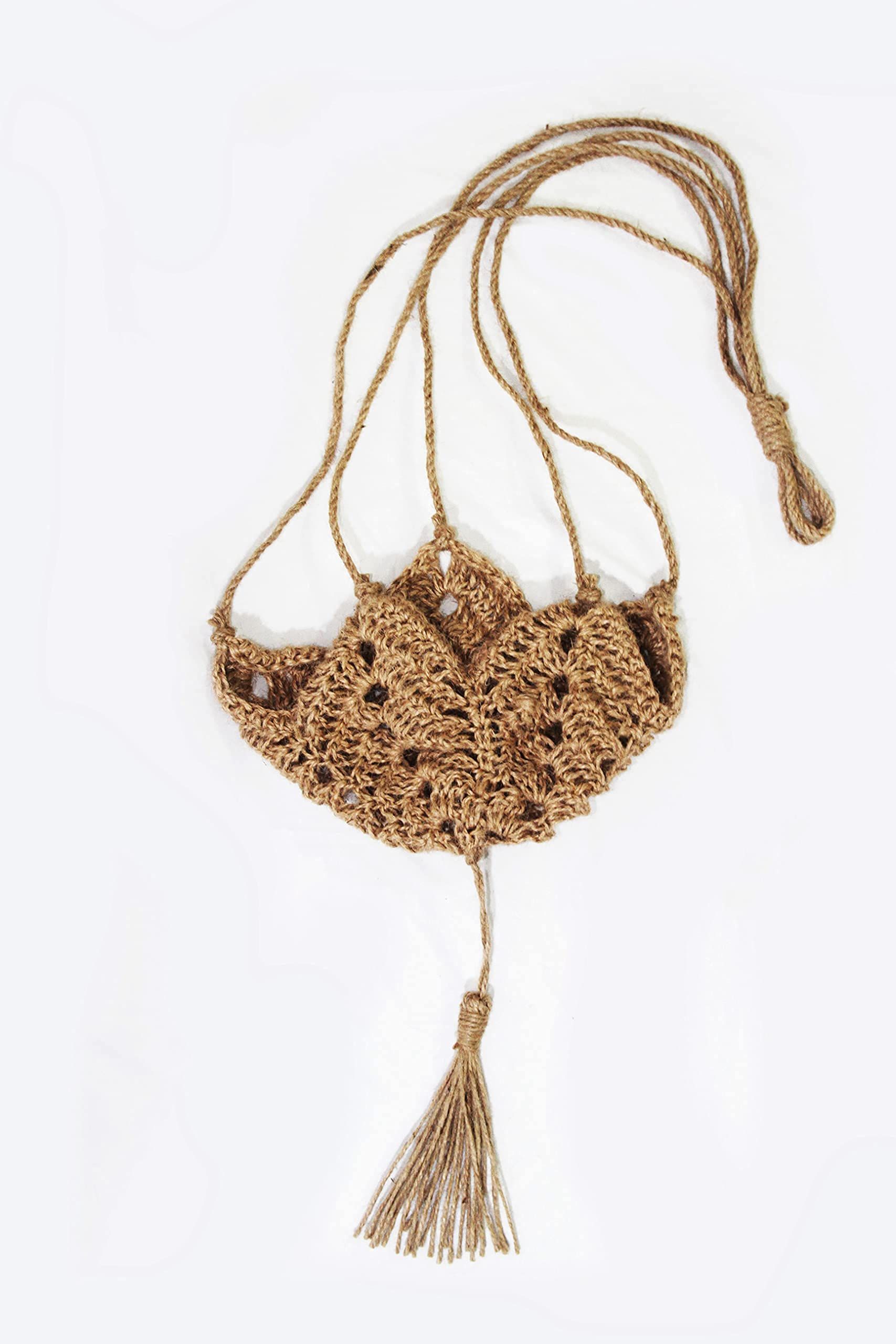 2pcs Handmade woven hemp rope flowerpot net bag Creative woven flowerpot hanging basket Indoor and outdoor hanging decorative flowerpot bag(Original color 100 — image 2