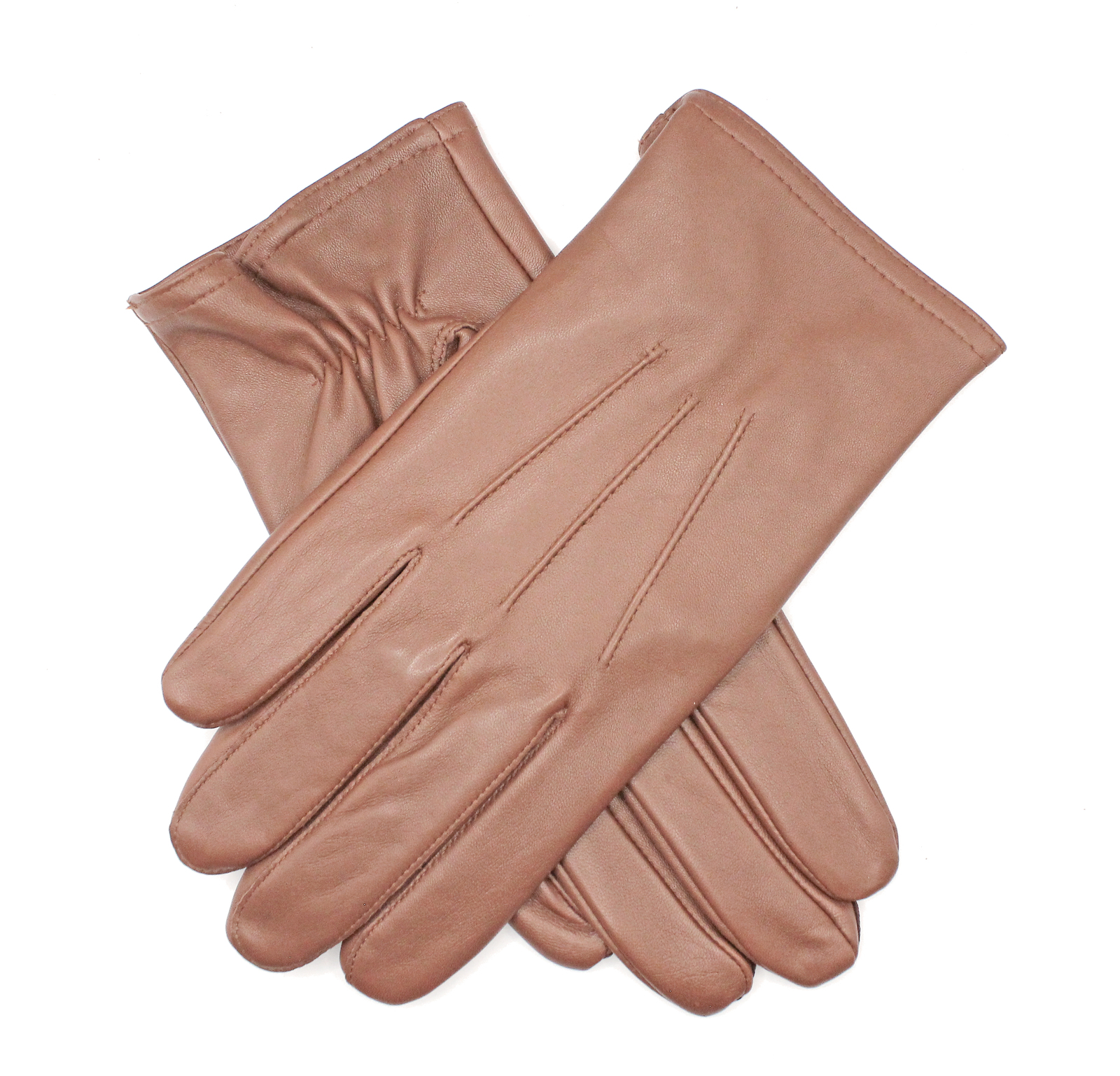 Dents Mens Genuine Full Grain Leather Gloves 3 Point Stitch Fleece Lined Warm Winter - Cognac — image 2