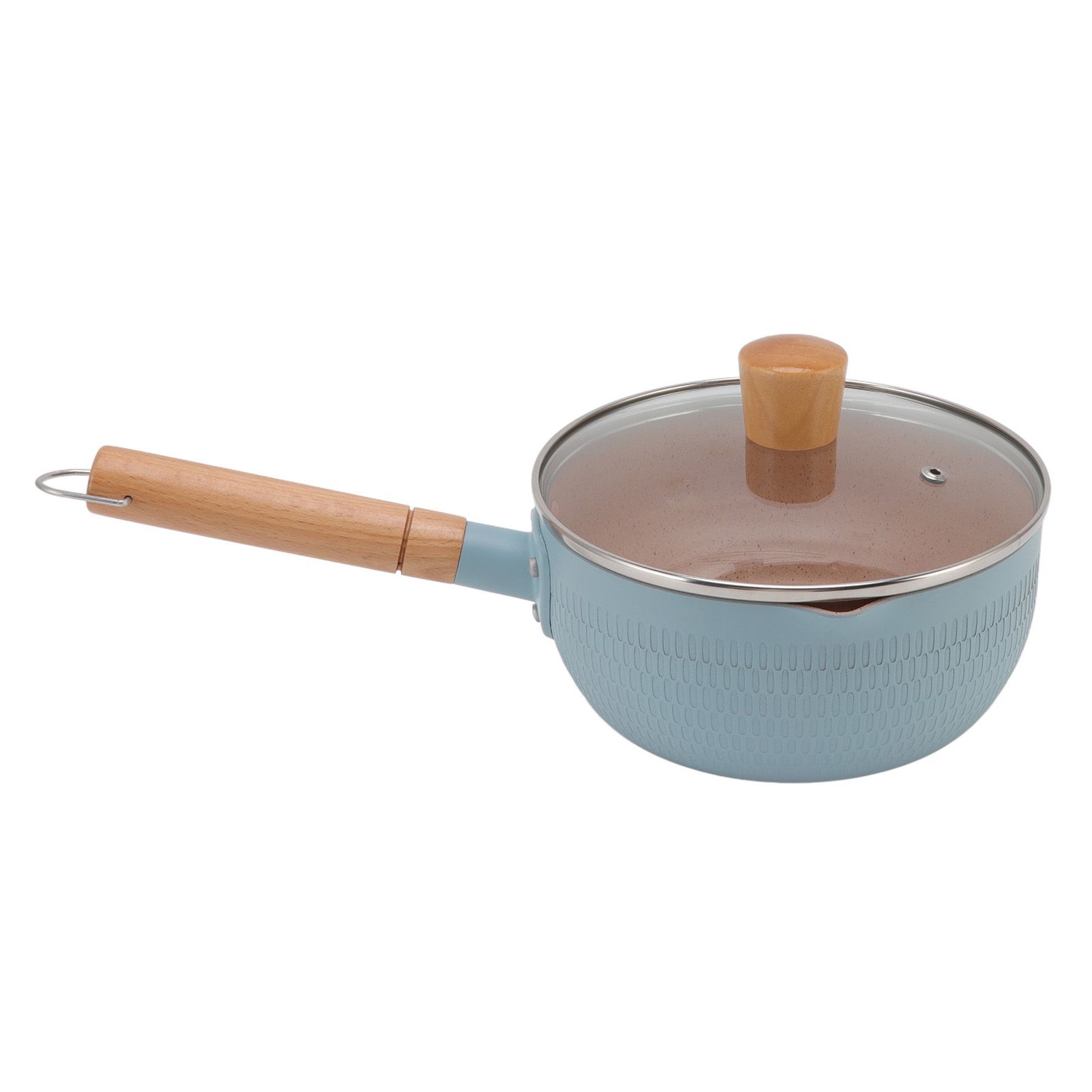 Sauce Pan Stick Proof Aluminum Alloy Multi Functional Milk Pot with Wooden Handle for Induction Gas Stove Blue — image 3