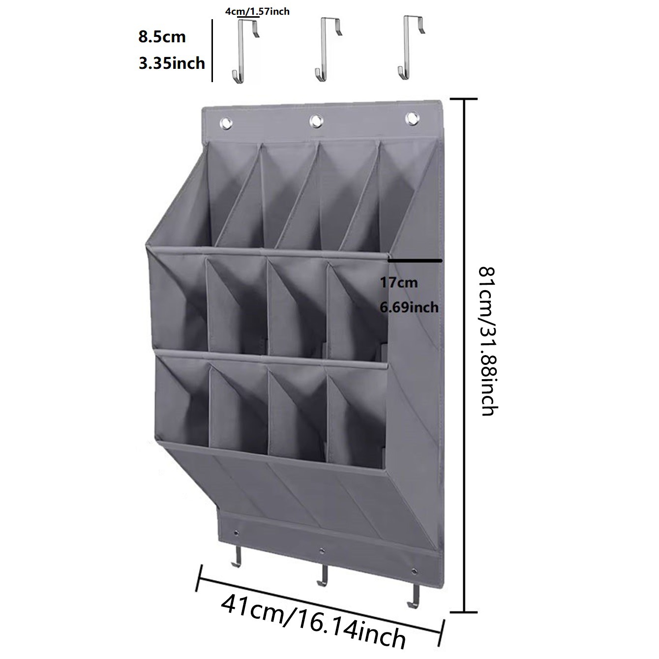 Wall-mounted Shoe and Hat Rack with Hooks, Multi-functional Storage for Door Hanging, Gray โ image 2