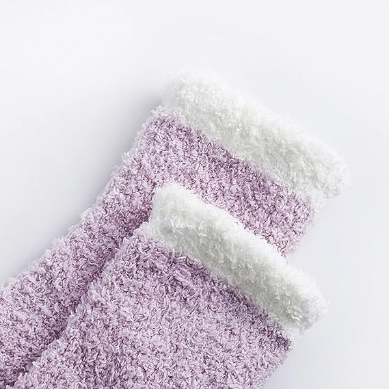 Non-slip socks - Coral fleece socks - with grip - lint-free - suitable for ladies - 4 pairs - gift โ image 2