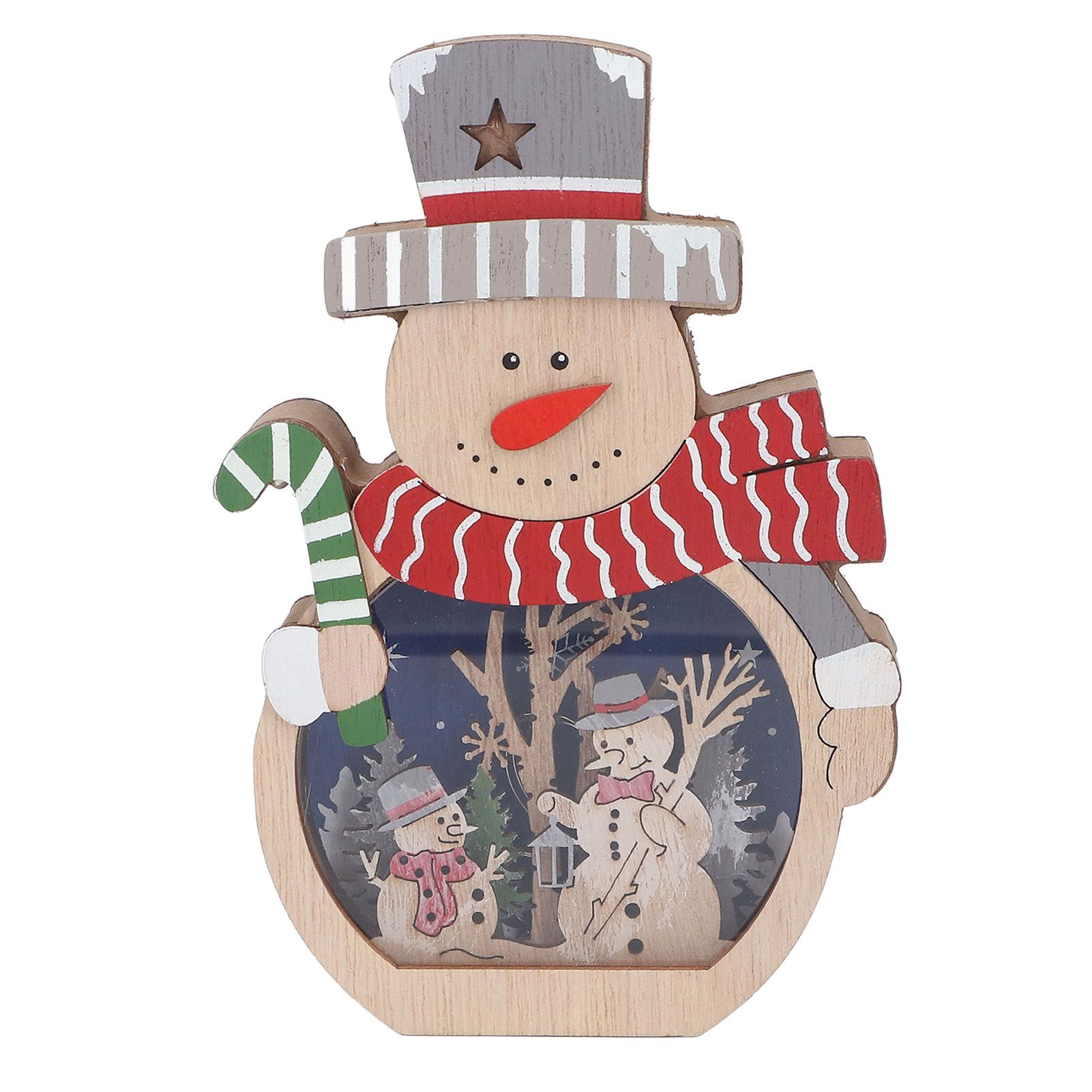 Luminous Christmas Ornament LED Light Emitting Wooden Christmas Decorations Ornaments Gifts for Hotel Window Display Snowman โ image 5