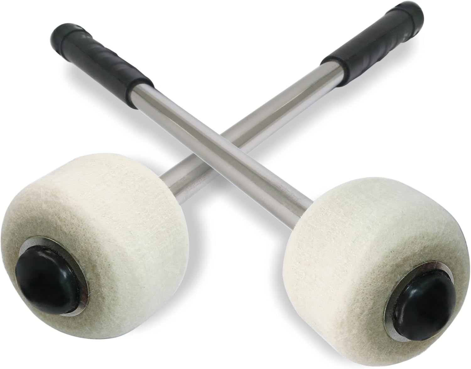 Biaungdo 2 Pack Drum Mallet, 32cm/12.6" Wool Felt Drum Stick, Bass Drum Mallet Drum Stick, Anti-slip Bass Percussion Sticks with Stainless Steel Handle, Beige โ image 5