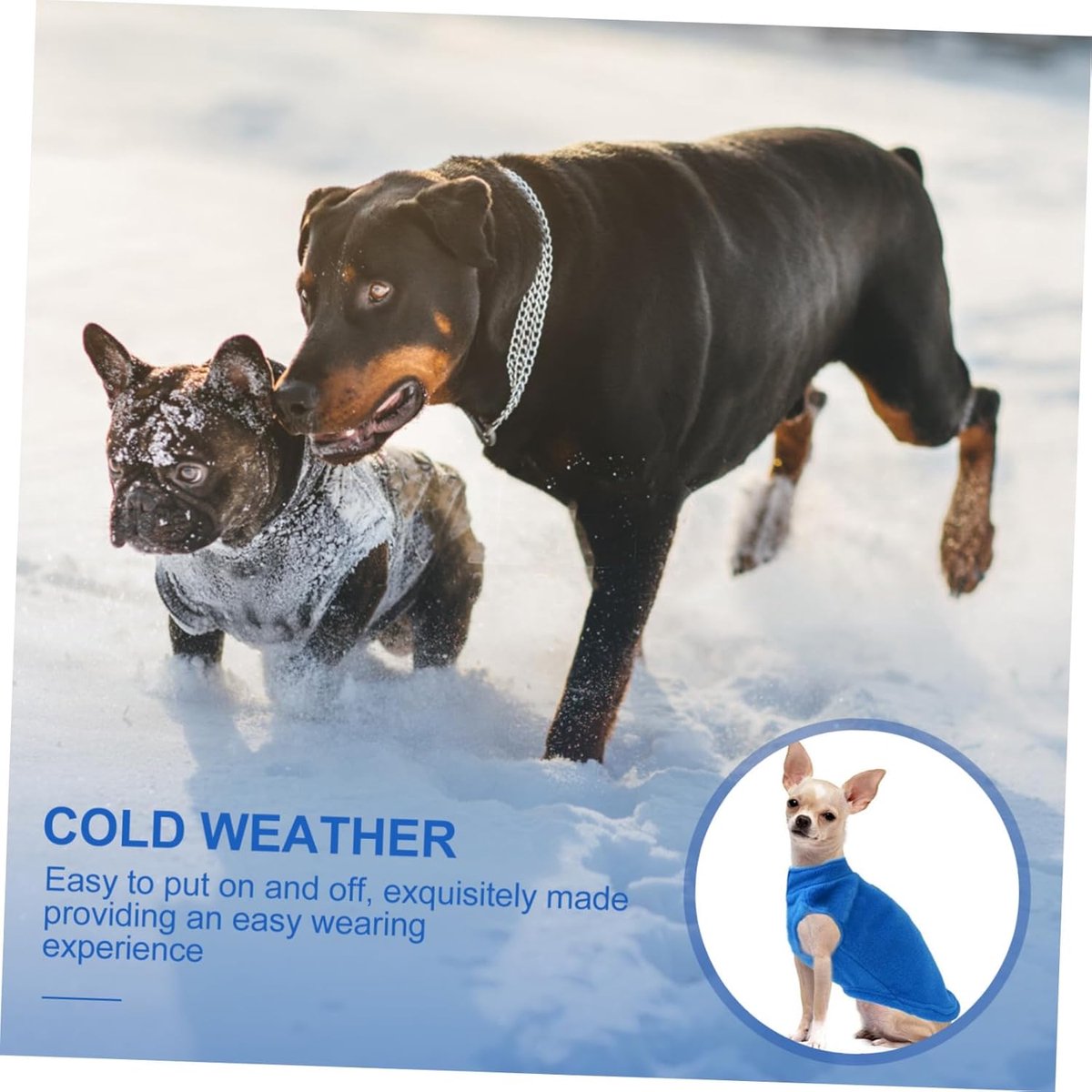 Dog Coat - Fleece Vest - Dog Sweater - Warm Winter Coat - Pull-On Fleece Coat - Leash with Ring - Perfect for Small and Medium Dogs - Blue - Size XL — image 2