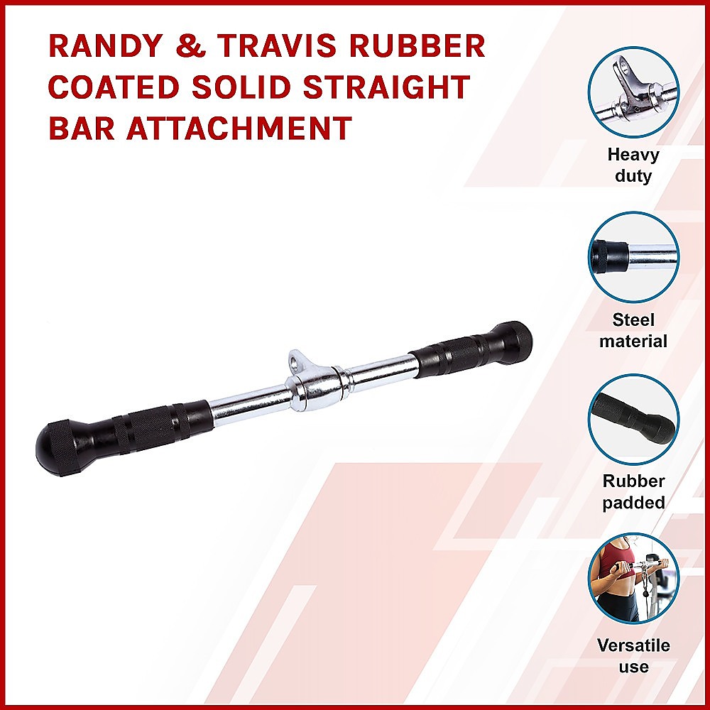Randy & Travis Rubber Coated Solid Straight Bar Attachment for Cable Machines — image 3