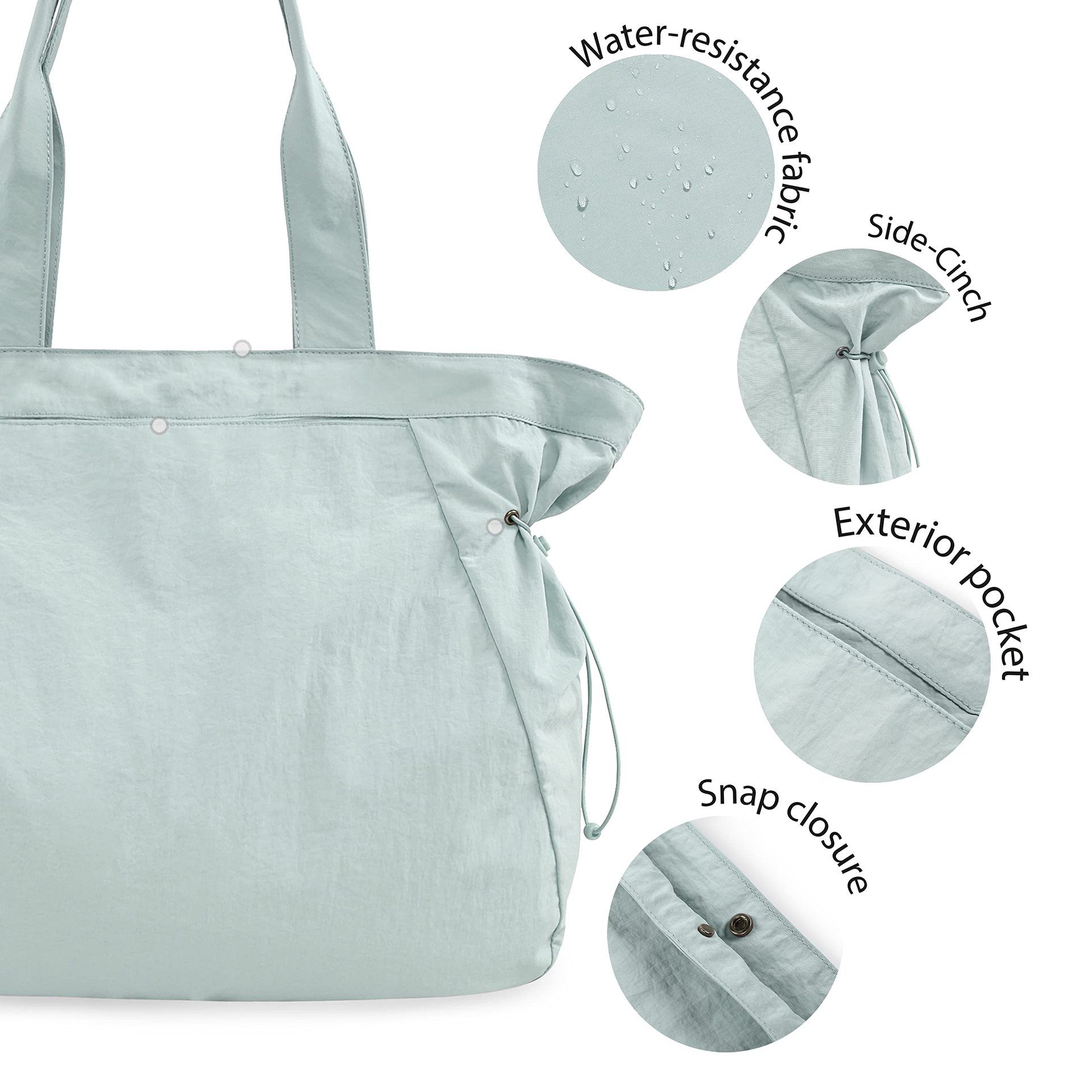 Lightweight Nylon Shopper Tote Bag 18L Side-Cinch Shoulder Bag - Mint β image 4