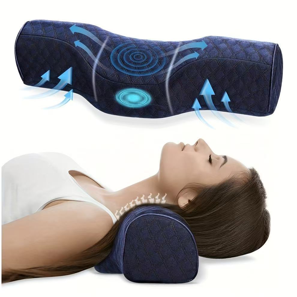1pc Cervical Support Pillow - Ergonomic Neck Care for On-the-Go Comfort & Instant Relaxation Products,Leg Cushion Dark Blue — image 2