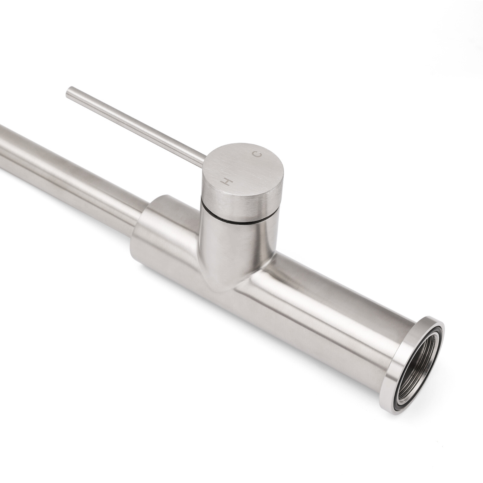 Brushed Nickel 435mm Tall Slim Round Kitchen Laundry Sink Mixer Faucet Tap Spout — image 5