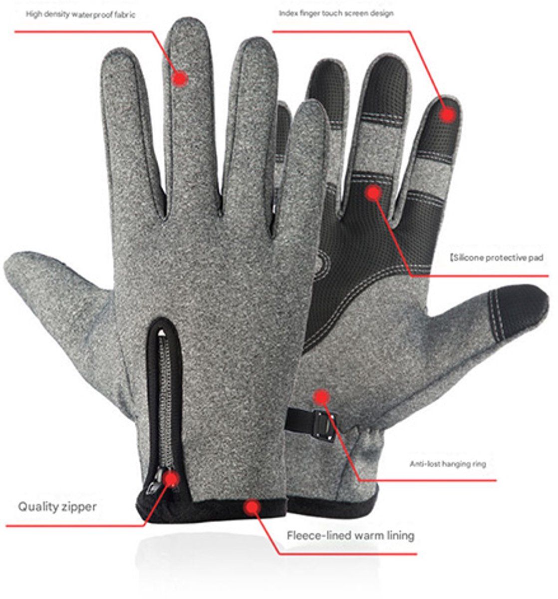 Touchscreen Winter Gloves, Windproof Warm Leather Cycling Gloves for Men and Women, Outdoor Riding and Daily Cold Weather Use, Size L, Black โ image 4