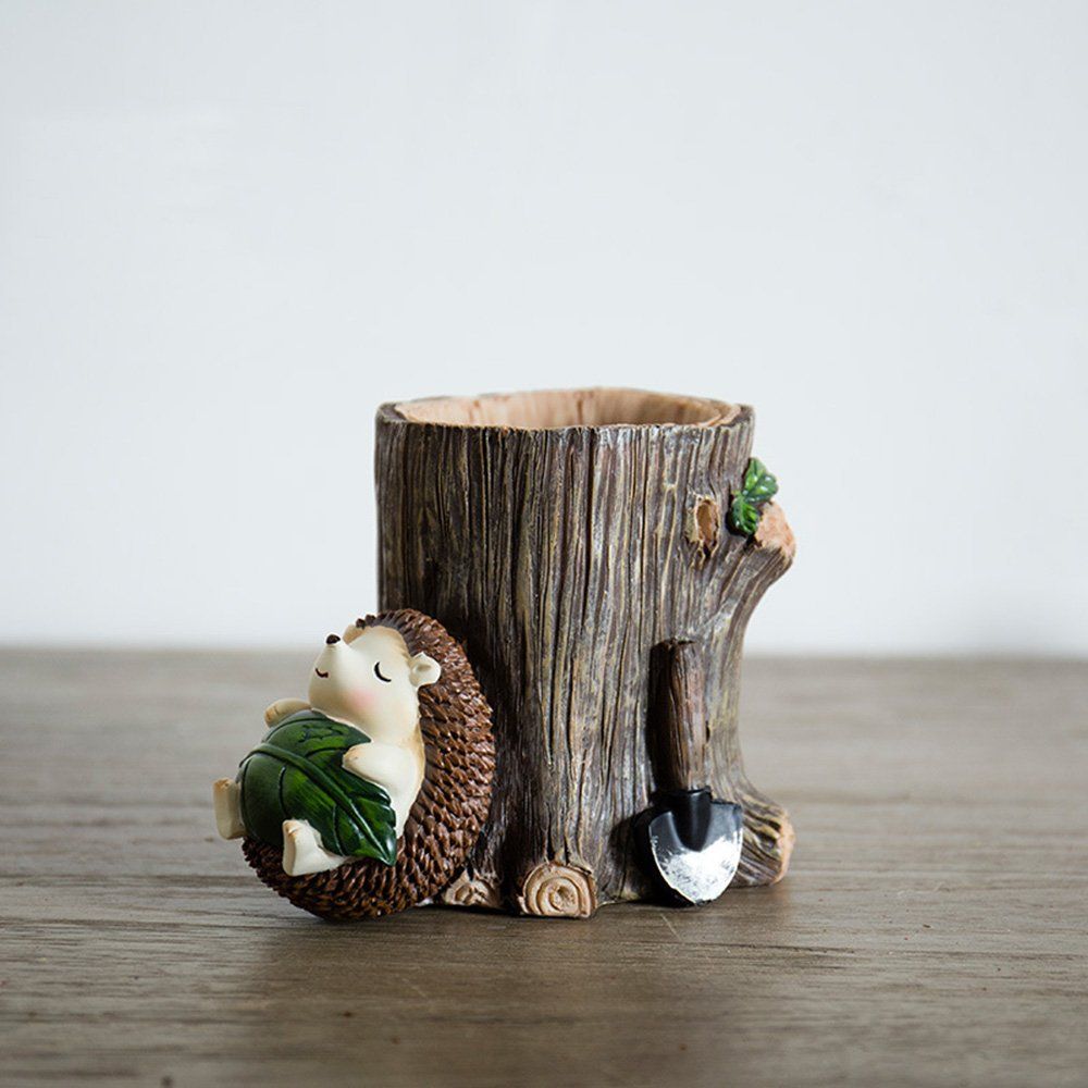 Cute Hedgehog Desk Pen Pencil Pot Holder, Toothbrush Holder, Resin Desktop Organizer Container, Stationery Storage, (Rest) โ image 2