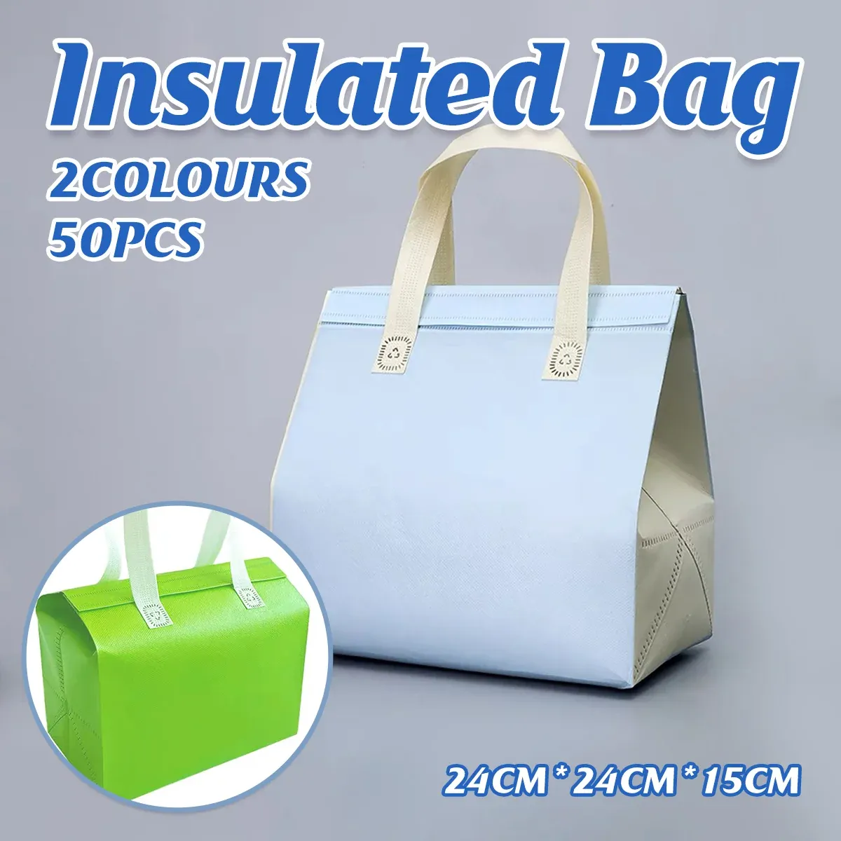 Packaging Bags 50pcs Thermal Insulated Takeaway Carrier Bags for Cups and Boxes - Blue โ image 2