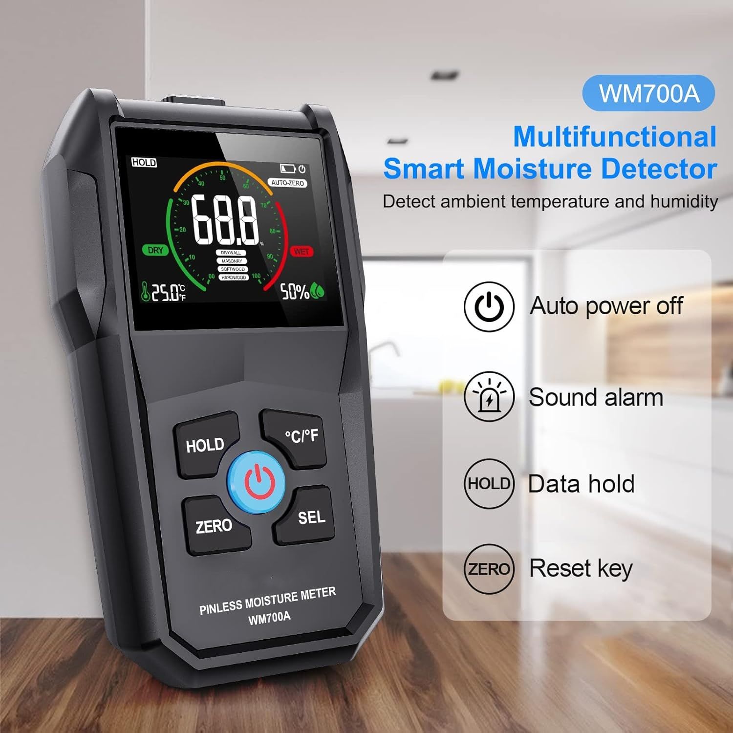 Moisture Meter, Wood Moisture Meter, Drywall Moisture Meter with Alarm Function, Used to Measure Wall, Softwood — image 4