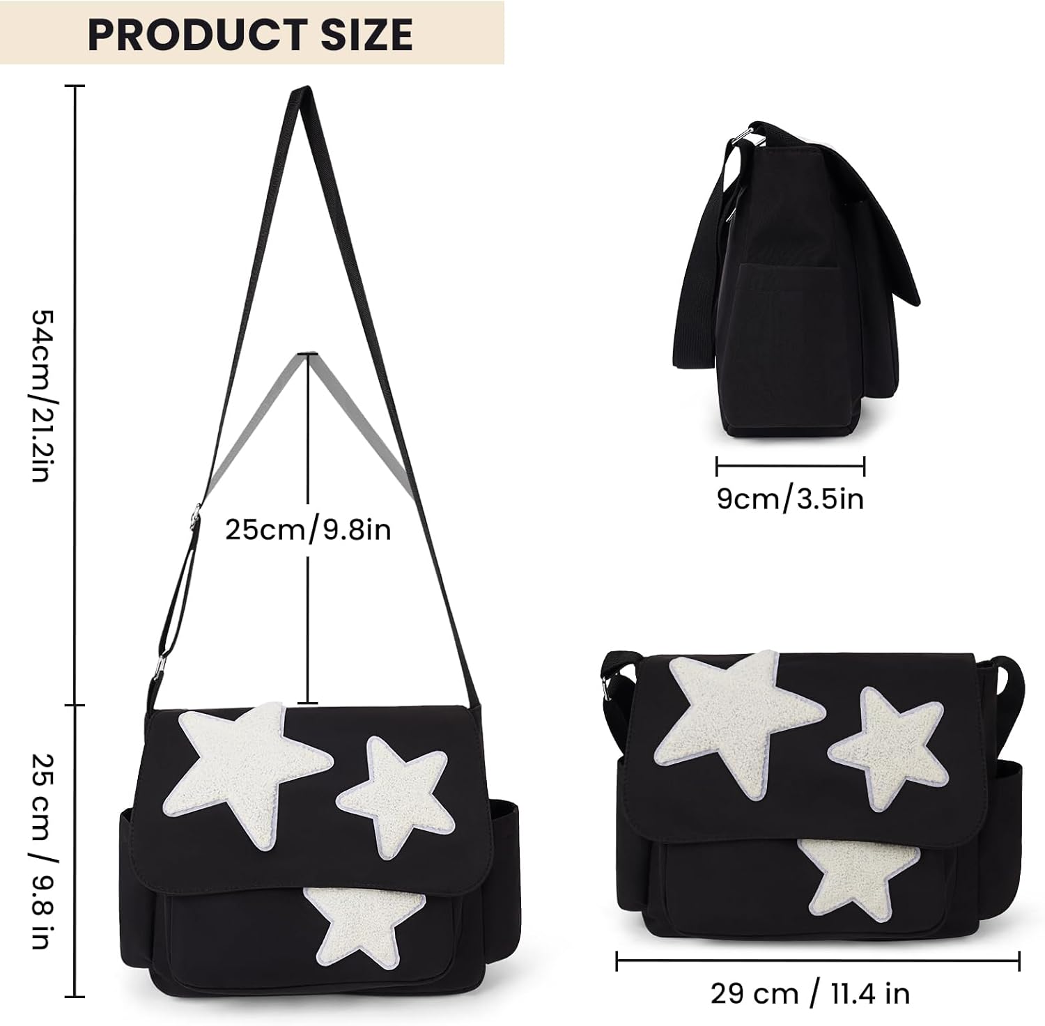Aesthetic Messenger Bag Cute Tote Bags Y2K Star Shoulder Bag Canvas Tote Bag Kawaii Crossbody Bag for Women — image 6