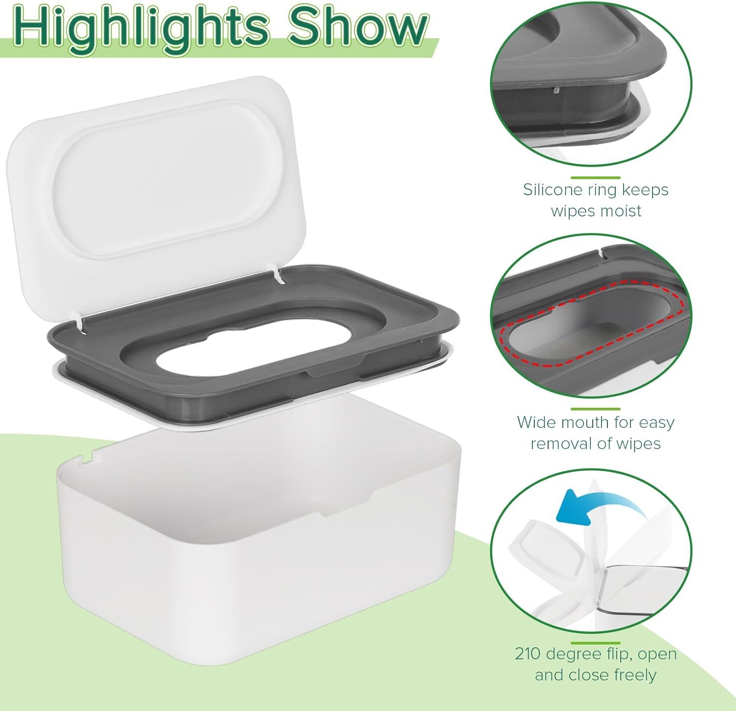 Baby Wipes Dispenser, Wipes Case Baby Wipe Holder Keeps Wipes Fresh, Non-Slip, Easy Open & Close (Gray) โ image 3