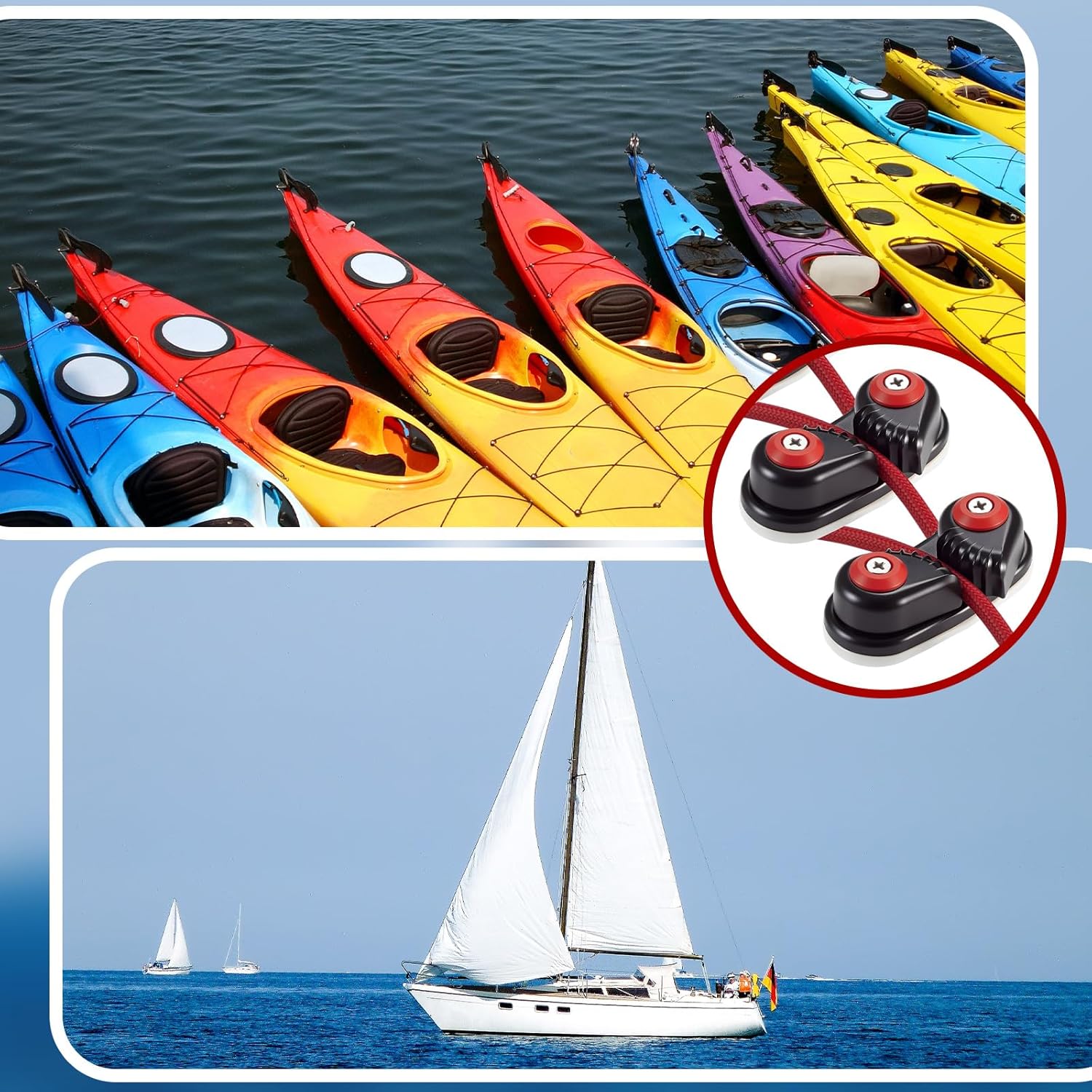 3 Pcs Kayak Cam Cleats Rope Cam Rope Cleat Lock Aluminum Cams Cleats Fast Entry Boat Dock Cleat for Line Sizes Upto 5/8-inch for Sailing Sailboat Kayak Boat โ image 6