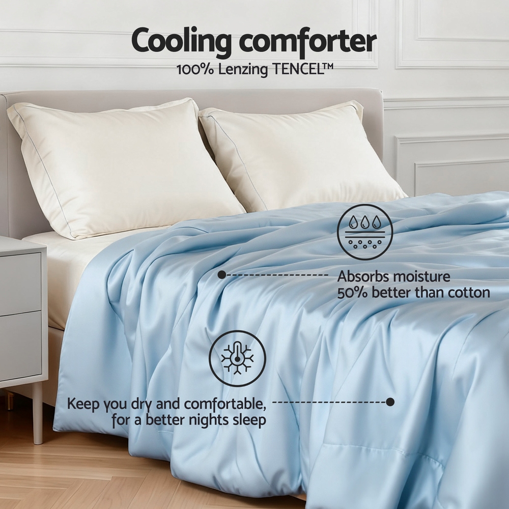 Giselle Tencel Quilt 200GSM Summer Quilts Comforter Doona Light Weight Soft Throw Blanket King — image 3