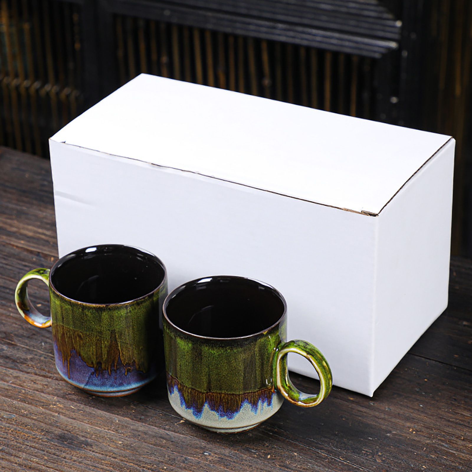 2pcs Ceramic Coffee Mug Special Active Glaze Large Coffee Mug for Office 150ml Capacity Green โ image 2