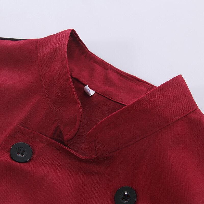 Red Unisex Mesh Sleeve Chef Coat Jacket Restaurant Hotel Cook Short Uniform - XL โ image 5