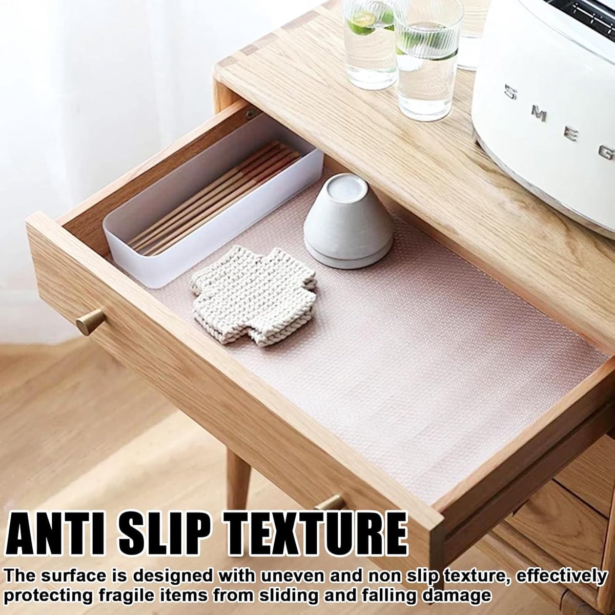Anti-slip mat - 500 × 30 cm - Drawer mat - Antifouling pads - Kitchen drawer protector - Protection mat - Anti-slip mat - Drawer protection - Non-adhesive — image 3