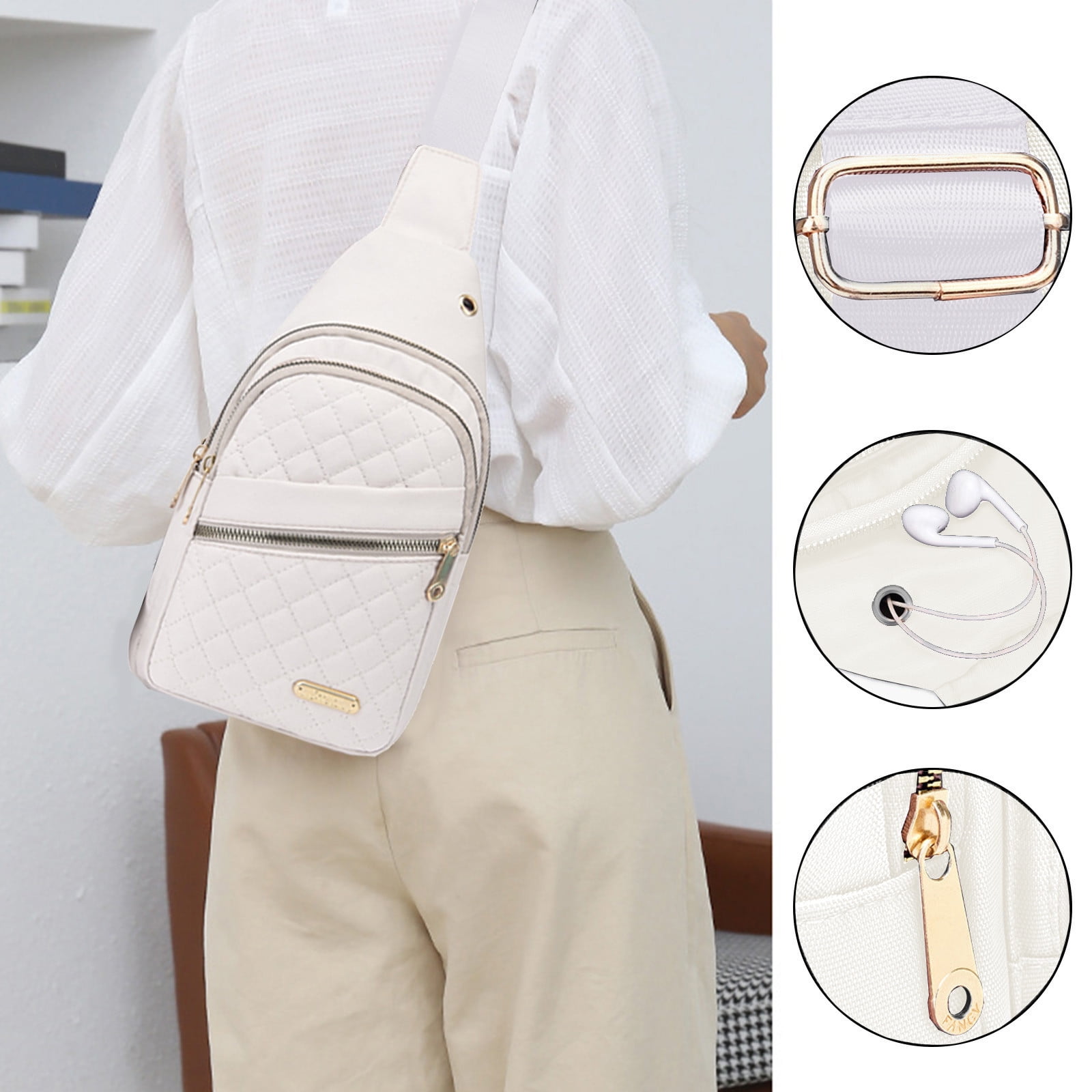 Sling Bag for Women, Crossbody Sling Backpack Small Sling Bag Multipurpose Crossbody Shoulder Bag Travel Hiking Backpack, Sling Bag for Men #1-White — image 6