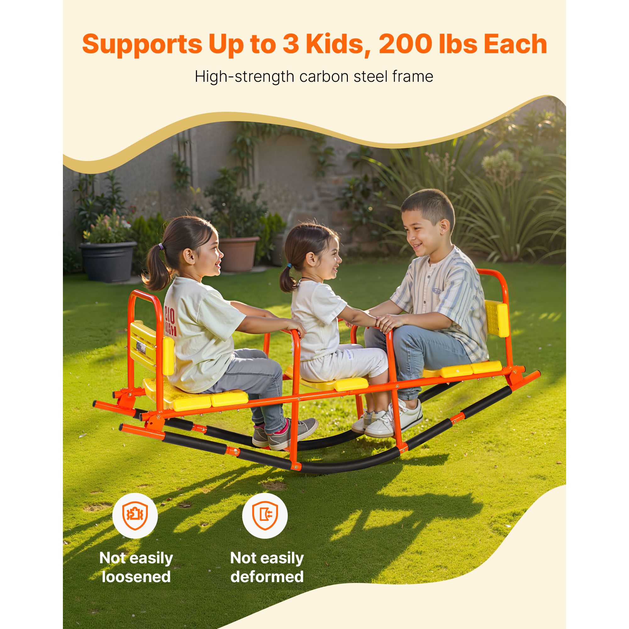 Kids Seesaw 90 kg Capacity Metal Rocking Teeter Totter with Handles โ image 3