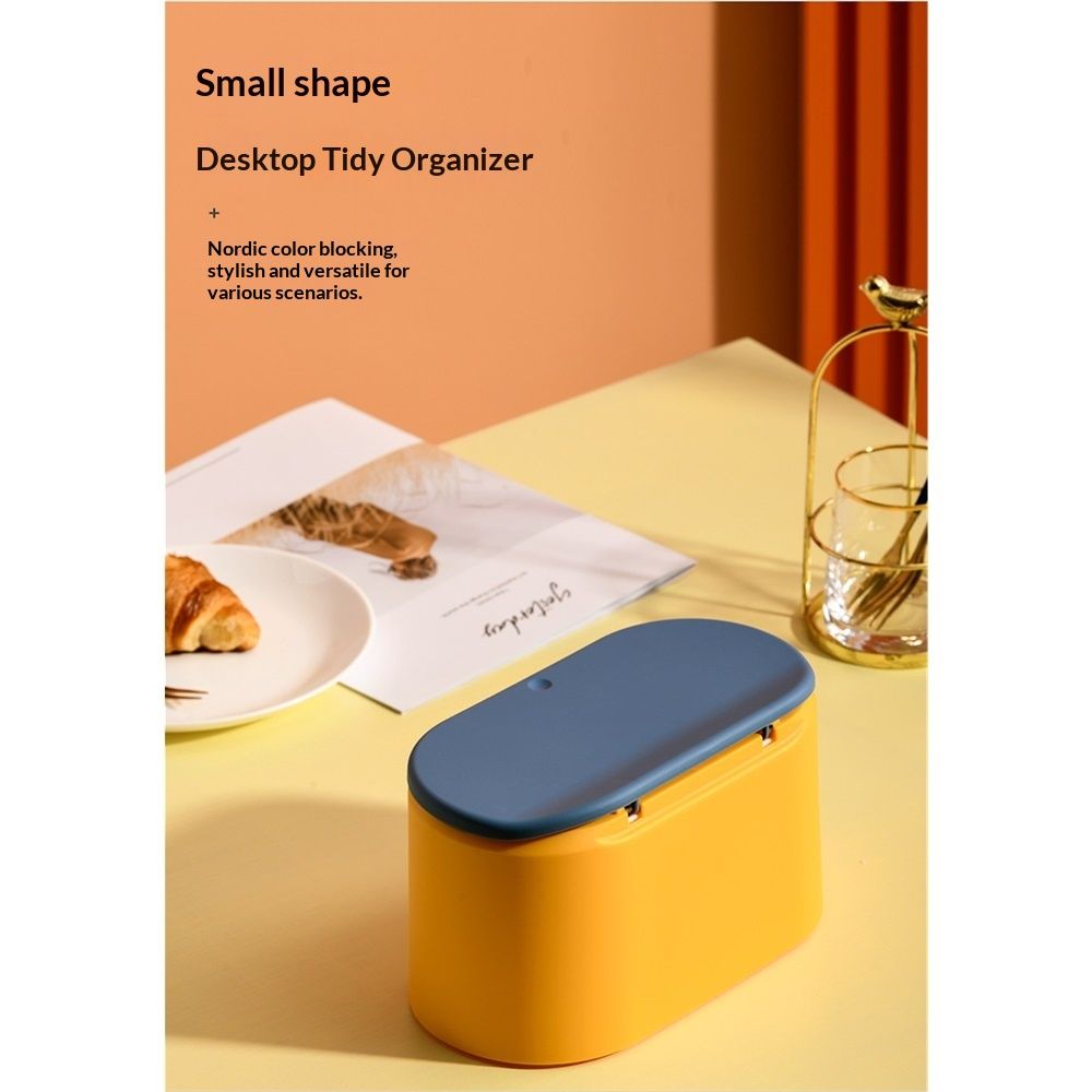 Mini Trash Cans, Press Type Small Desktop Trash Can Cute Garbage with Lid Waste Basket for Tabletop Countertop Car Bathrooms Kitchens Bedrooms and โ image 2