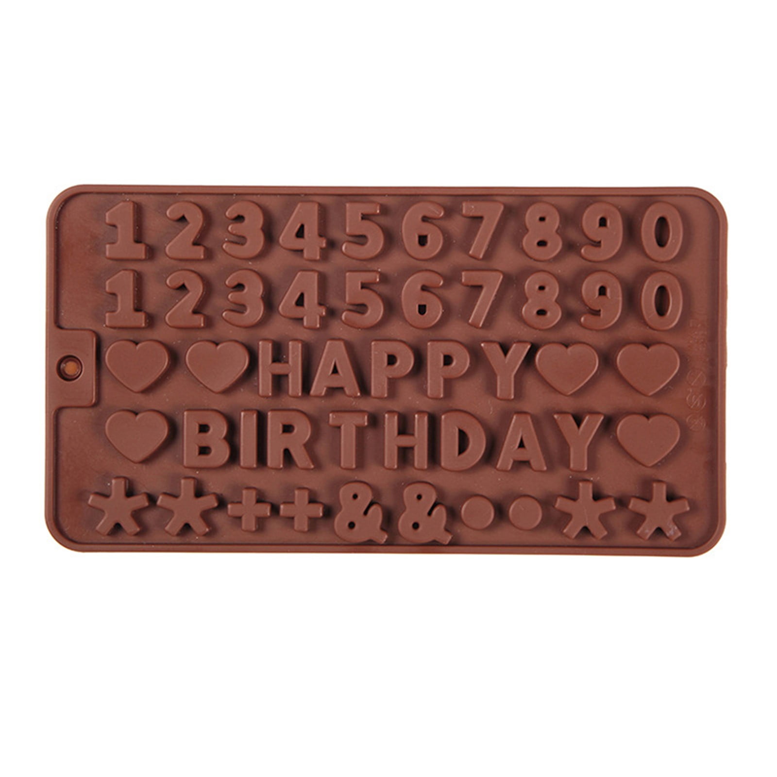 Mini Silicone Molds, Number Molds, Happy Birthday Mold for Baking Biscuits, Cookie, Candy, Chocolate 1-Brown β image 2