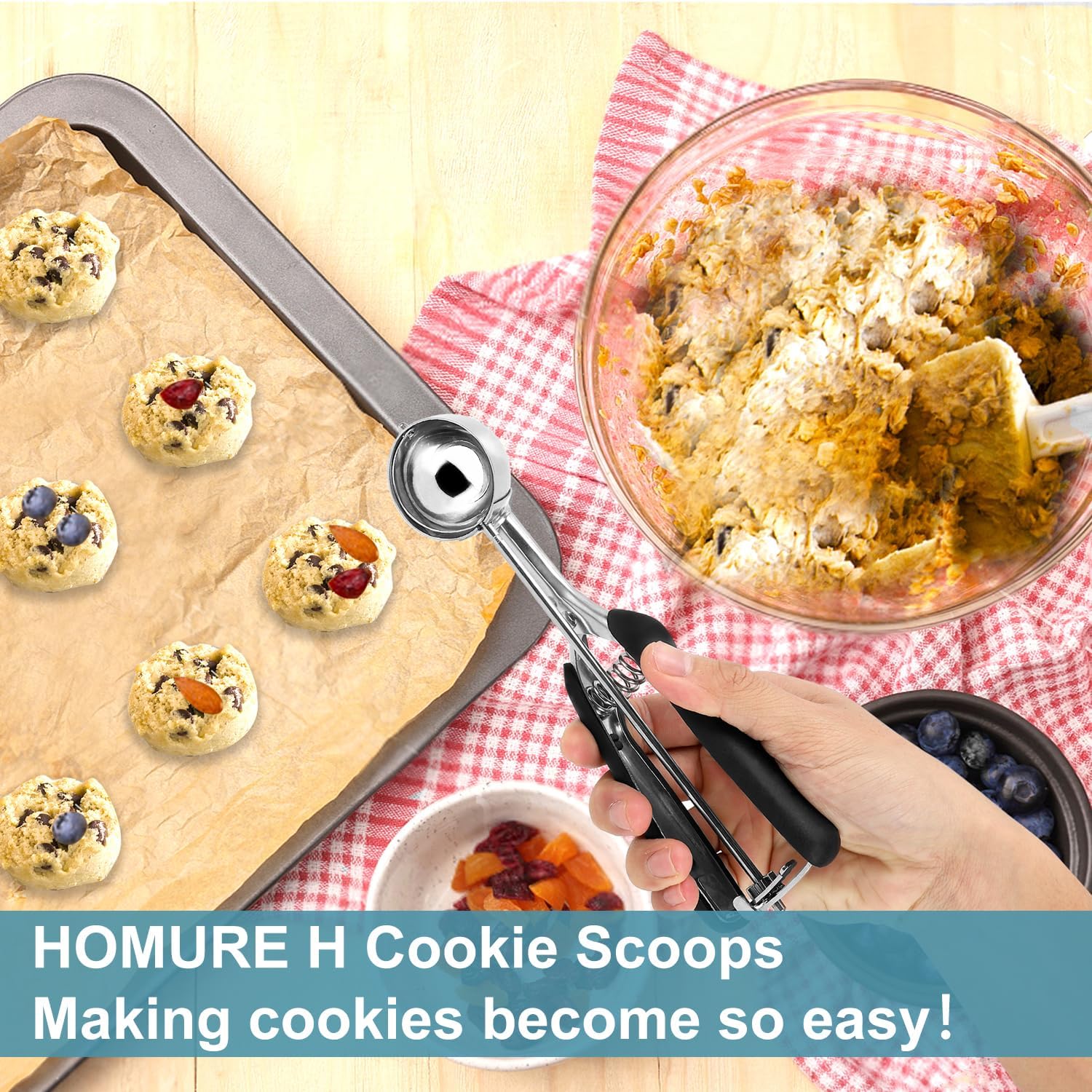 Cookie Scoop Set - Include 1 Tbsp/ 2 Tbsp/ 3Tbsp - 3 PCS Cookie Scoops for Baking - Cookie Dough Scoop - Made of 18/8 Stainless Steel โ image 5
