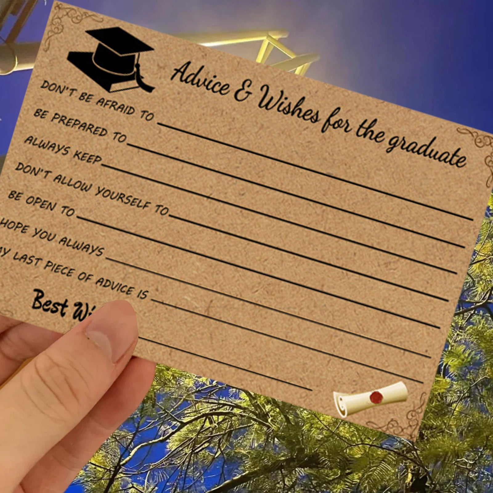 Graduation Advice And Well Wishes Cards For Graduates - Class Of Grad Cap & Diploma Fill-In Advice Cards For High School, College Grad Party Supplies (Retro — image 5