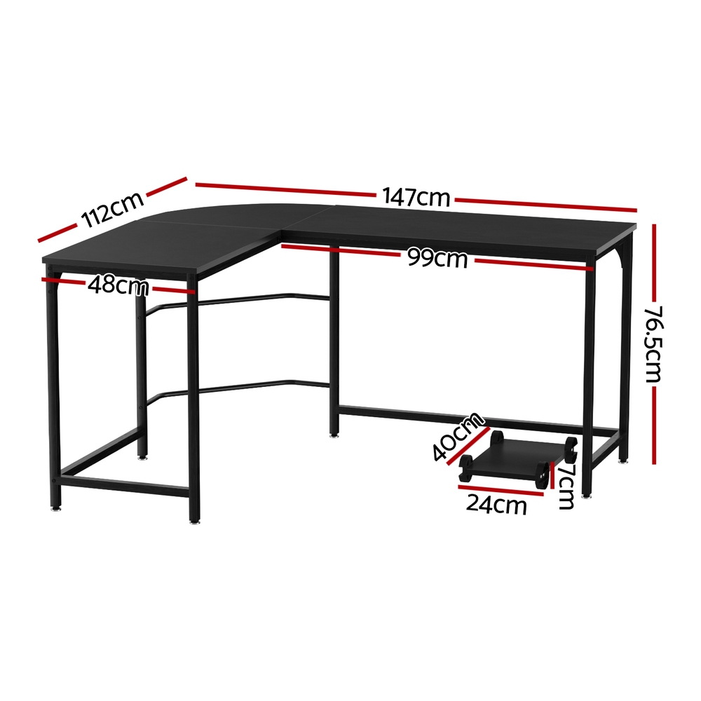 Artiss Computer Desk L-Shape CPU Stand Black 147CM β image 2