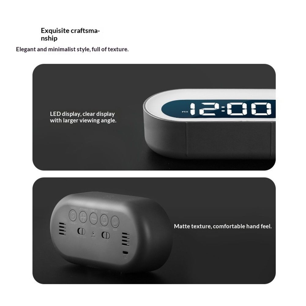 Small Digital Alarm Clock Large LED Display Digital Clock for Bedroom,Mirror Surface LED Electronic Desk Clock,Dimmable for Heavy Sleepers Office,USB Ports — image 5