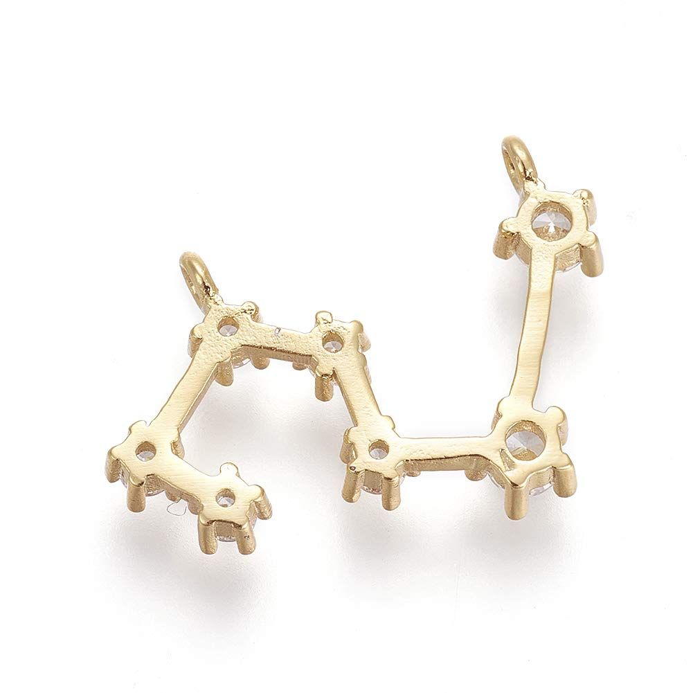 3 pcs Brass Pendants 2-hole Zodiac Sign Connector Charms Lucky Constellation Dangle Charms for Jewelry Making DIY Crafts — image 4