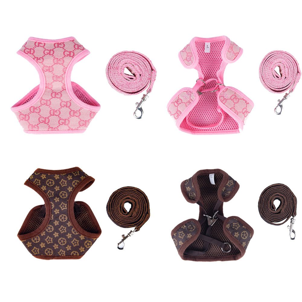 Happy Dog Harness Vest Adjustable Leash Set Polyester Pink XL:0.12kg — image 2