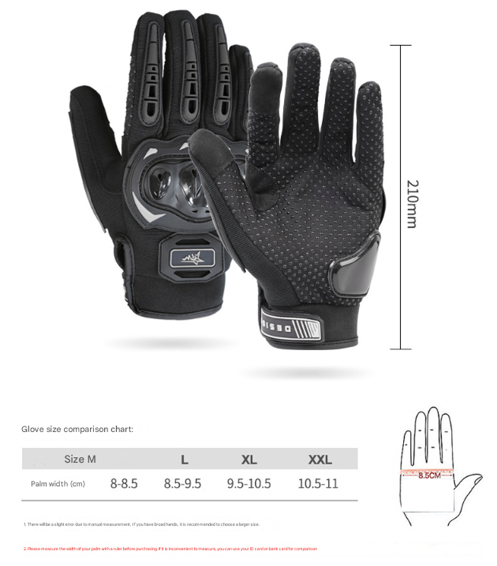 Size 2XL Black Protective Motorcycle Riding Gloves - Hard Knuckle Armour & Touchscreen Fingertips — image 4