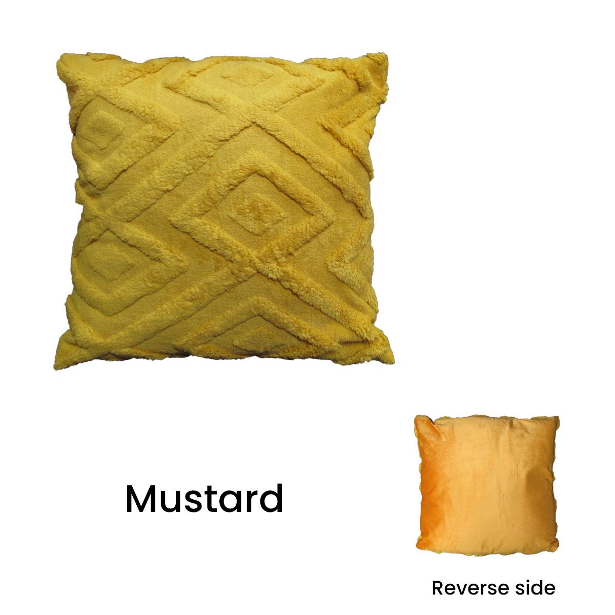 Diamond Texture Filled Cushion Square - 45cm x 45cm Mustard โ image 3