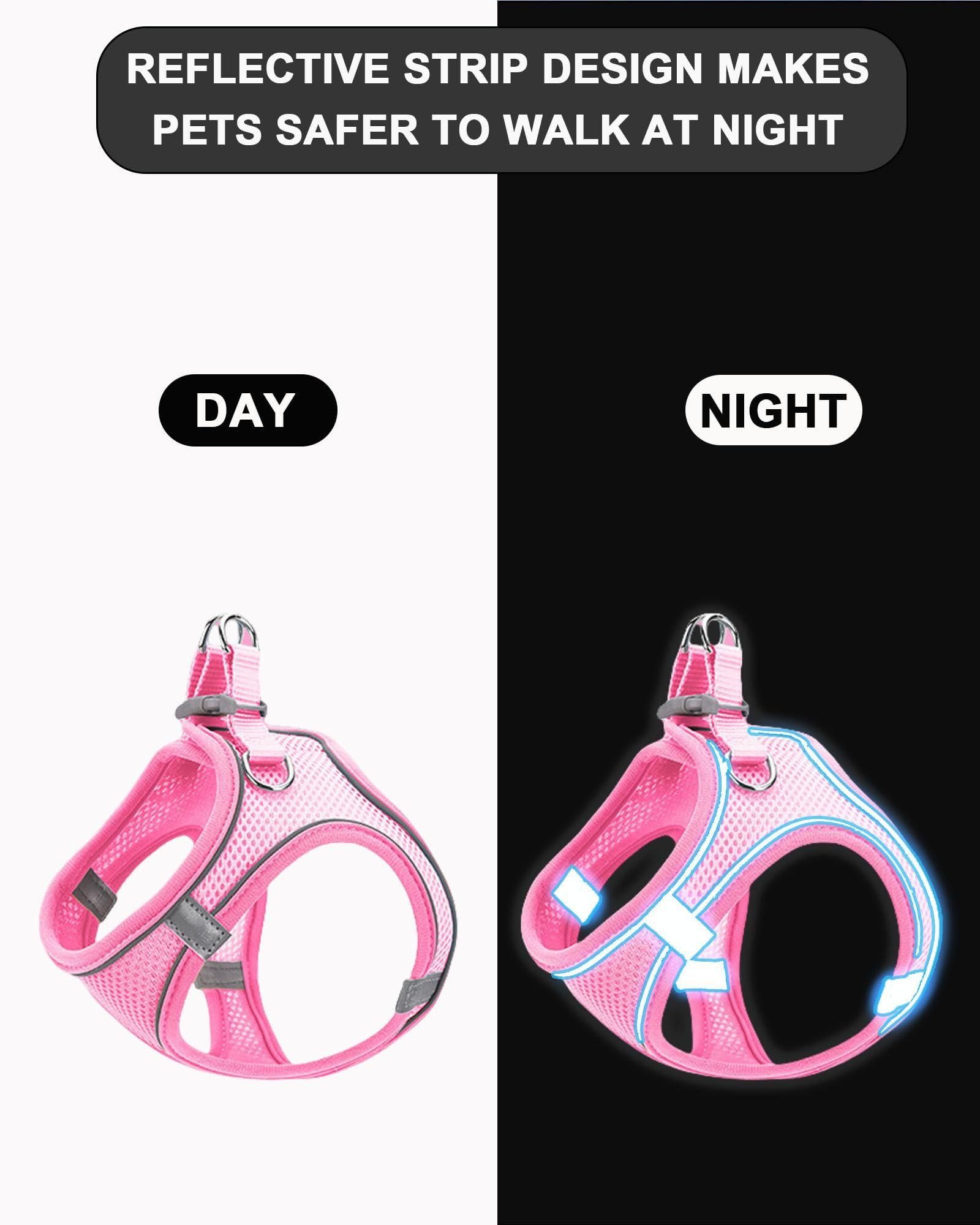 Dog Harness Leash Set Reflective Soft Mesh No Pull Pet Vest Black - L โ image 3