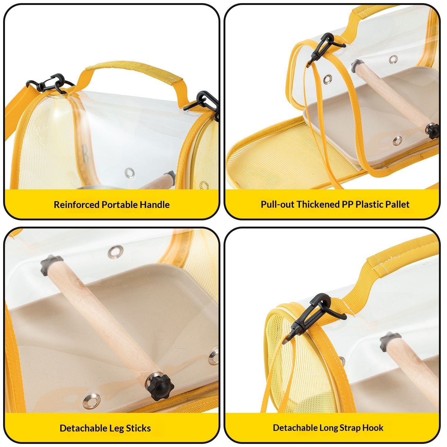 Bird Carrier,Bird Cage Parakeet Parrot Budgie Carrier Backpack for Small Birds, Travel Bird Cages with Perch, Transparent Ventilation Cockatiels, Lightweight — image 4