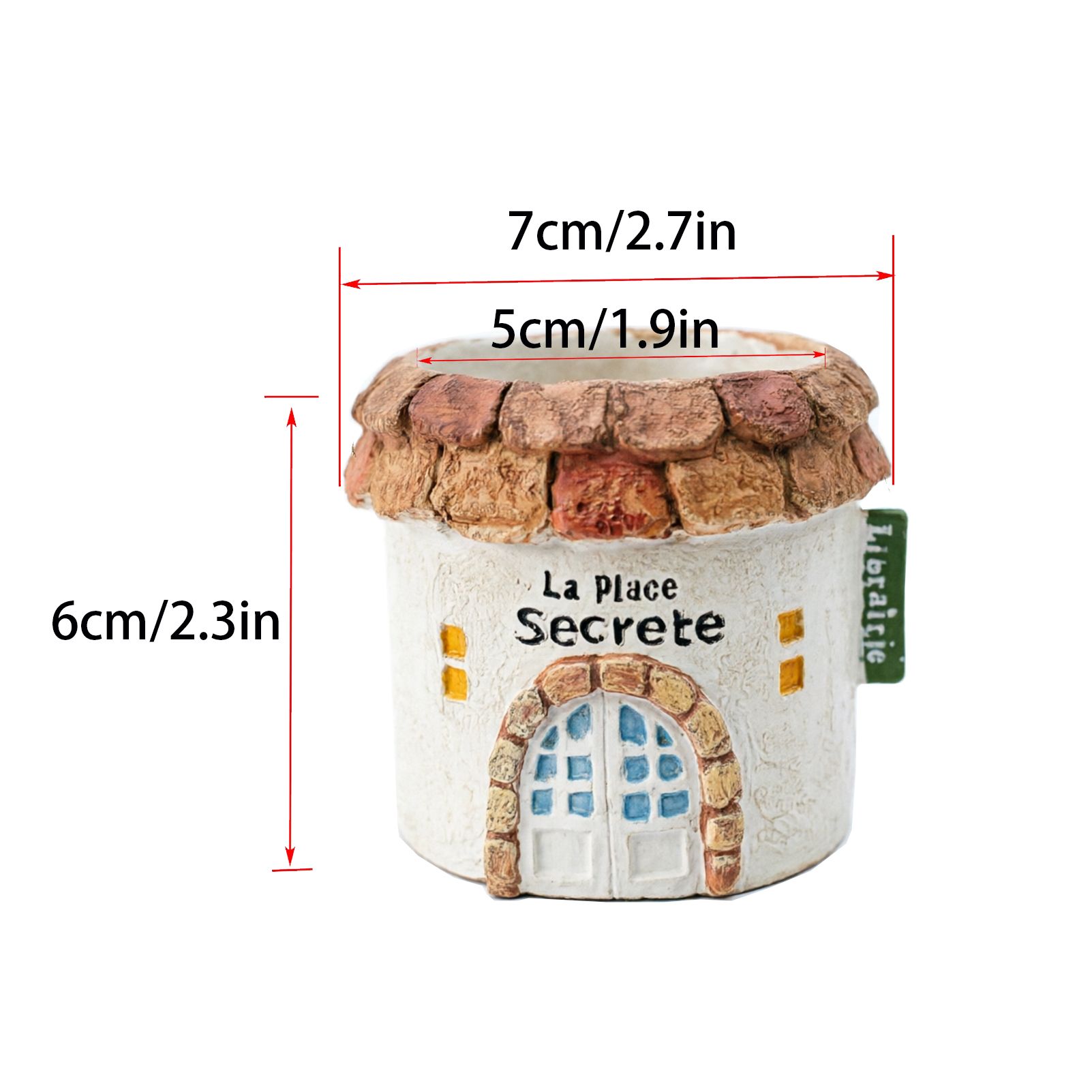 Mini Resin Round Cottage House Planter French Country Style Succulent Pot with Drainage Hole, Rustic Garden Decor for Indoor/Outdoor Desktop, Small — image 2