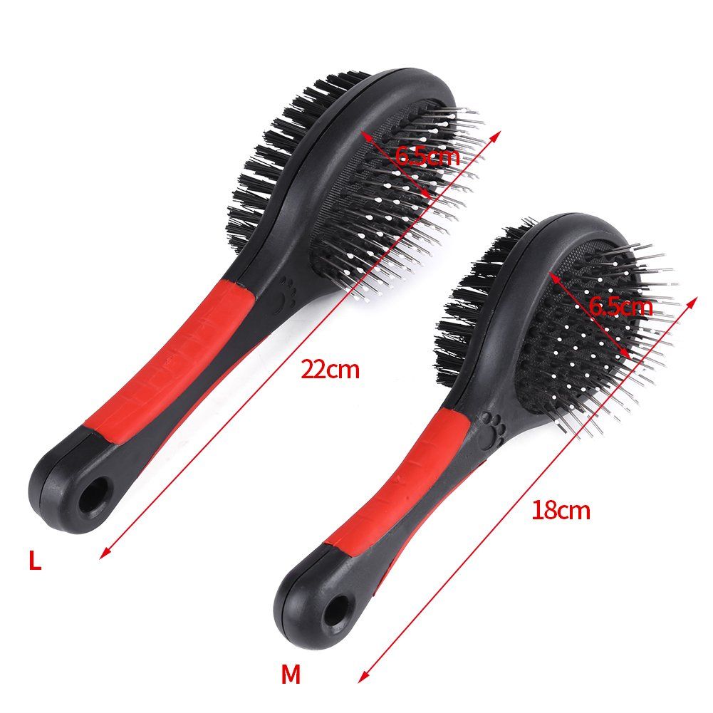 Double Sided Pet Brush,Professional Double Sided Pin & Bristle Bamboo Brush for Dogs & Cats,Protection Salon Grooming (L) — image 5