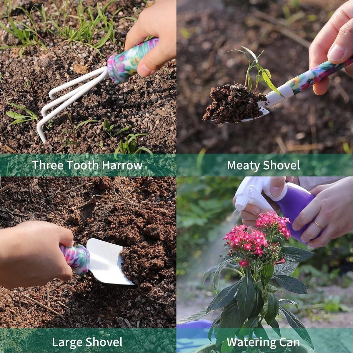 10PCS Garden Tool Kit Shovel Rake Planting Tools Set with Purple Handles Gift — image 6