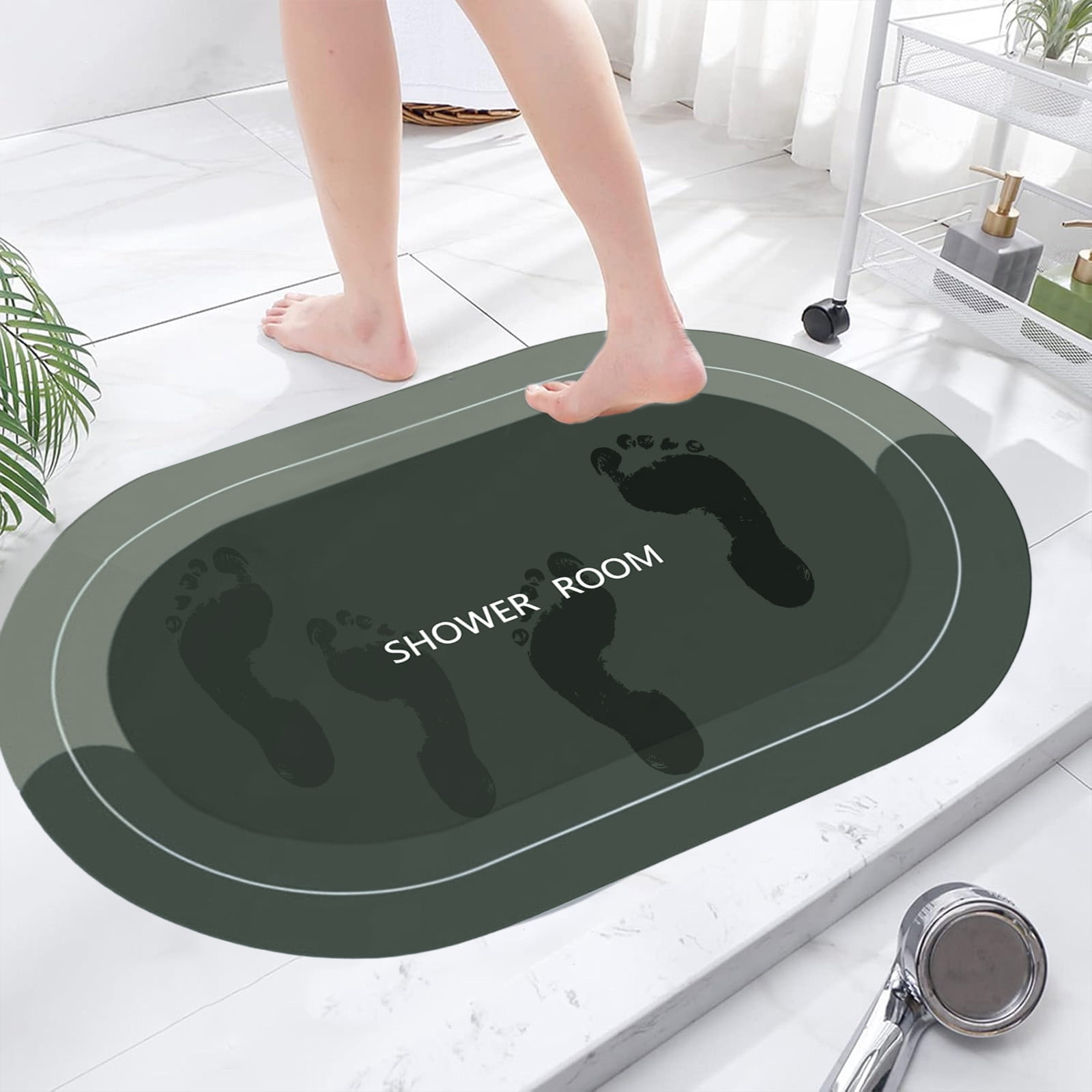 Oval Bathroom Rugs, Extra Soft Absorbent Bath Mat, 15.7"x23.6" Quicker Dry Washable Bath Mats for Bathroom, Tub and Shower, Non-Slip Bathroom Rug Black