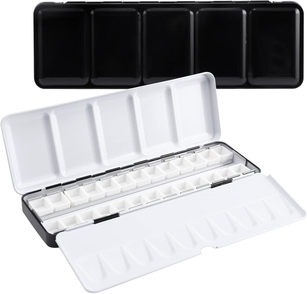 Watercolor paint box - 1 piece - Palettes - Paint box - Watercolor Palette Paint box - metal watercolor tin - with 26 small squares - foldable - with lid - for