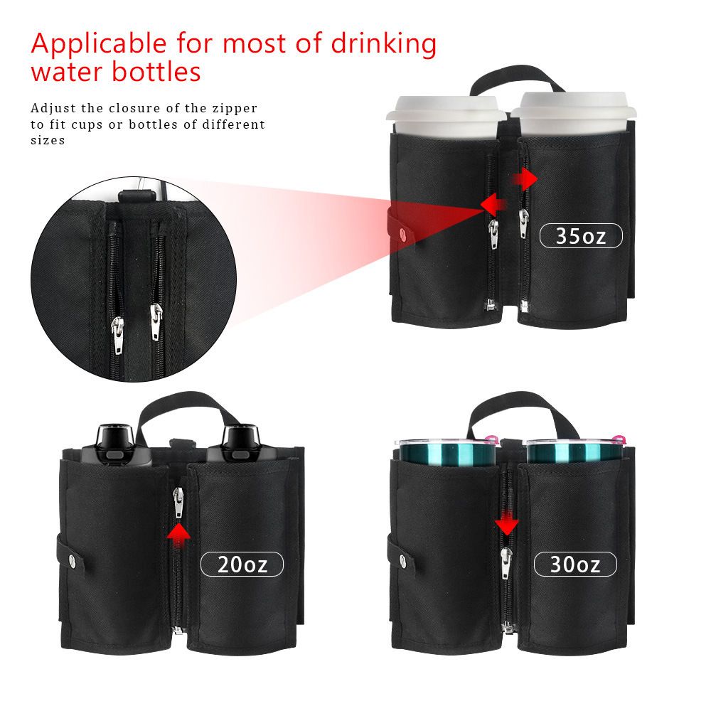 Luggage Cup Holder Travel Drink Bag for Suitcase Portable Foldable Luggage Drink Caddy With Handle (Black) — image 5