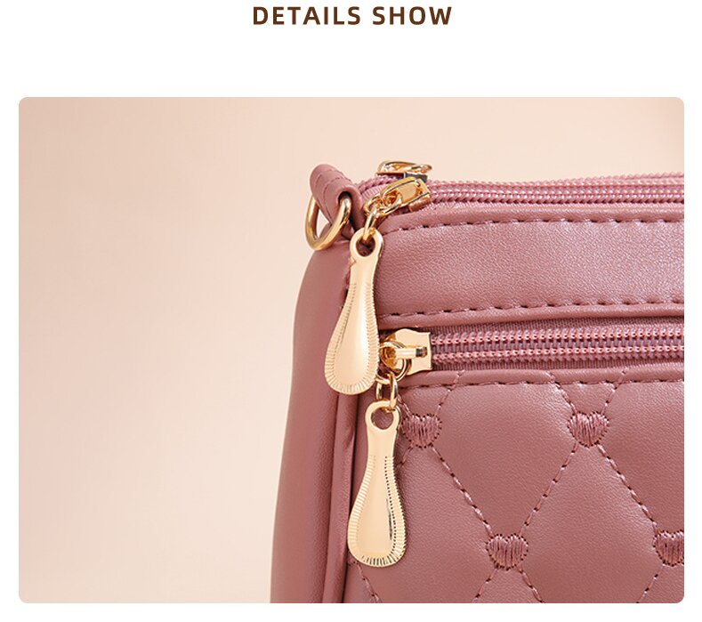 Red PU Leather Quilted Crossbody Bag for Women - Compact Multi-Compartment Shoulder Purse โ image 5