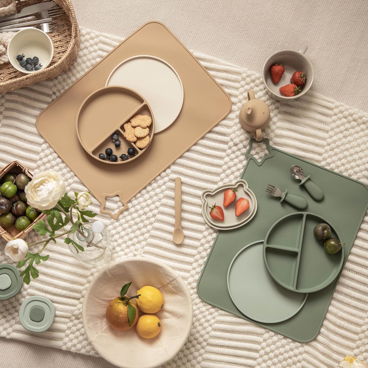 Silicone Baby Placemat 2-Pack Non-Slip Washable BPA-Free for Kids Light Mauve Skin Tones โ image 4