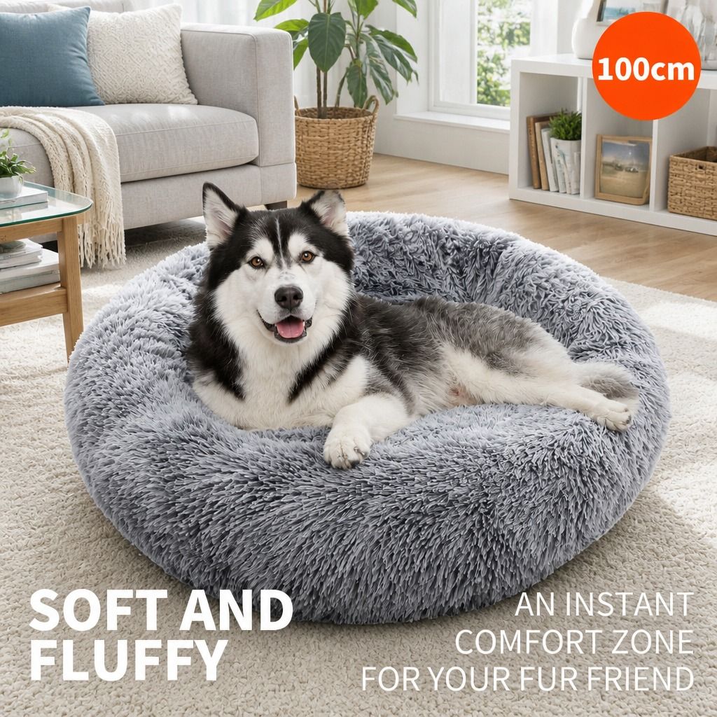 Pet Dog Cat Calming Bed Warm Soft Plush Sleeping Kennel Removable Washable 120cm — image 2