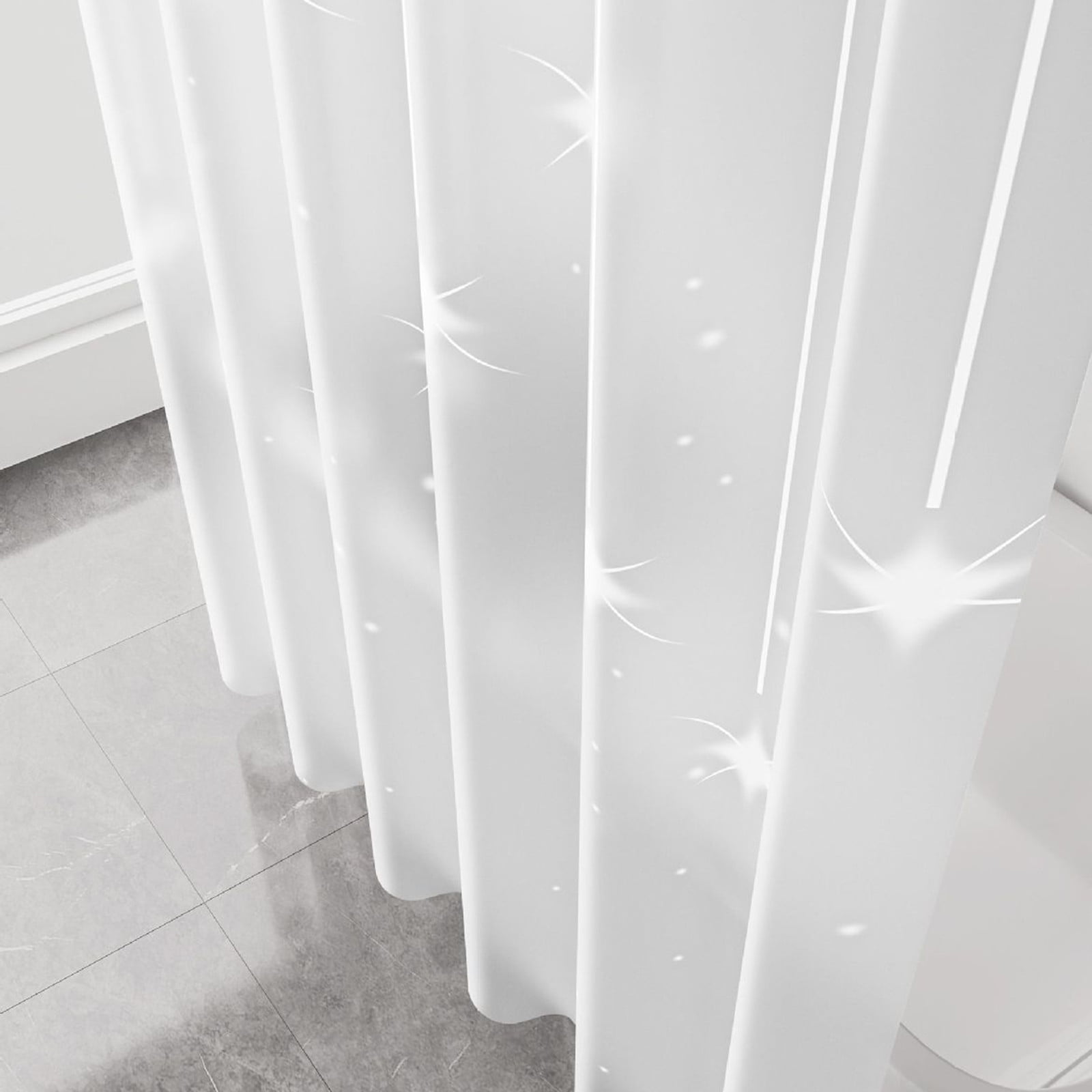EVA Bathroom Shower Curtain Frosted Floral Waterproof Shower Curtain Line Lightweight Plastic Bathroom Shower Curtain with Weighted Magnets for Shower Stall — image 5